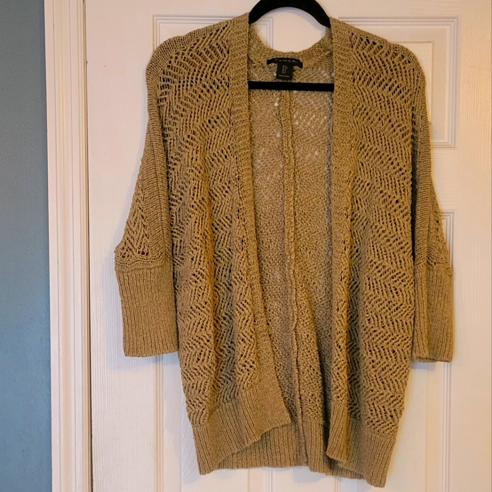 Tahari 3/4 Sleeve Open Knit Cardigan Size Small